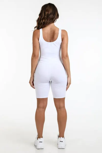 Logo Tank Romper White - Alvy Luxe