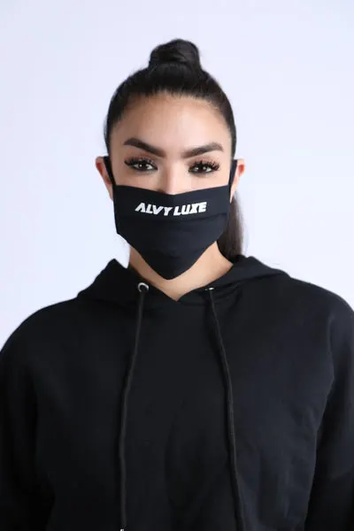 Cloth logo Face Mask Black (2 in 1 pack)