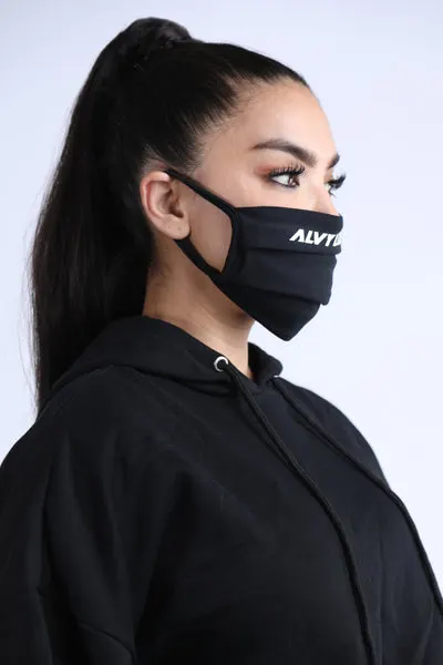 Cloth logo Face Mask Black (2 in 1 pack)