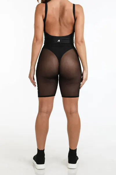 Logo Mesh Biker Shorts Black