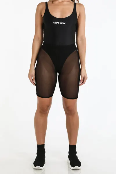Logo Mesh Biker Shorts