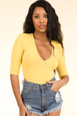 High Waisted Yellow Bodysuit - Alvy Luxe
