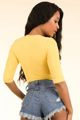 High Waisted Yellow Bodysuit - Alvy Luxe