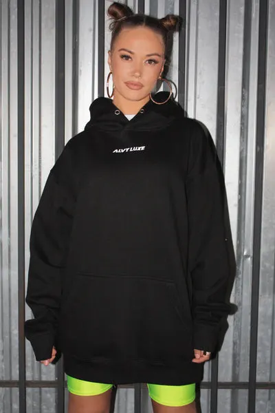 Logo oversize Black Hoodie - Alvy Luxe