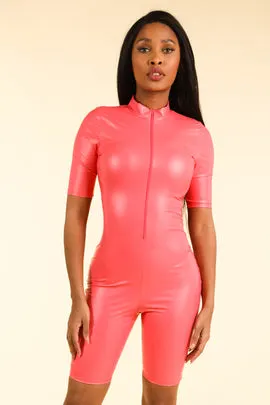 Lucid Dream Coral Satin Romper - Alvy Luxe