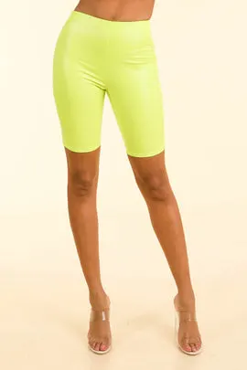Loud Neon Yellow Satin biker shorts - Alvy Luxe