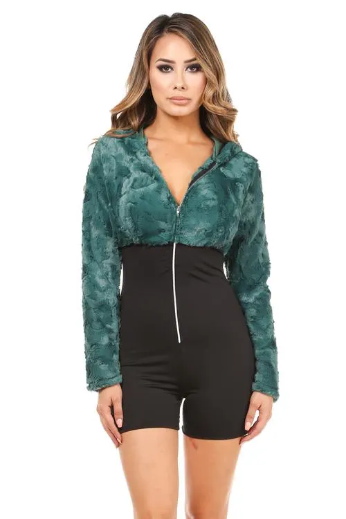 Fur Fur Hunter Green Romper