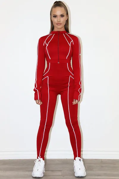Lea Piped Jumpsuit (w/ jacket)