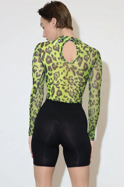 Logo Sheer Leopard Bodysuit