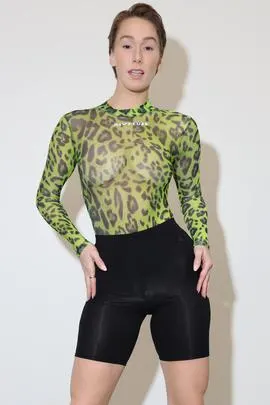 Logo Sheer Leopard Bodysuit
