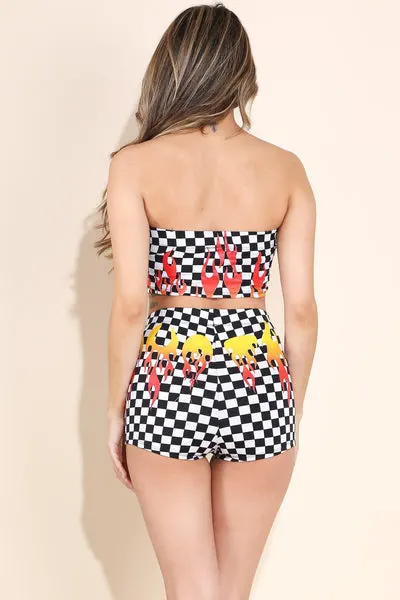 That's Fire Checkered Shorts set