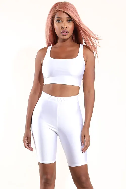 Nylon Spandex white tank top