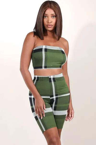Yes Indeed Olive Plaid Set