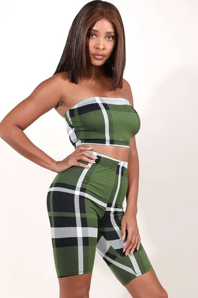 Yes Indeed Olive Plaid Set