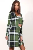 Yes Indeed Olive Plaid Set