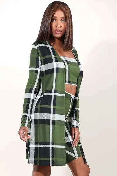 Yes Indeed Olive Plaid Set