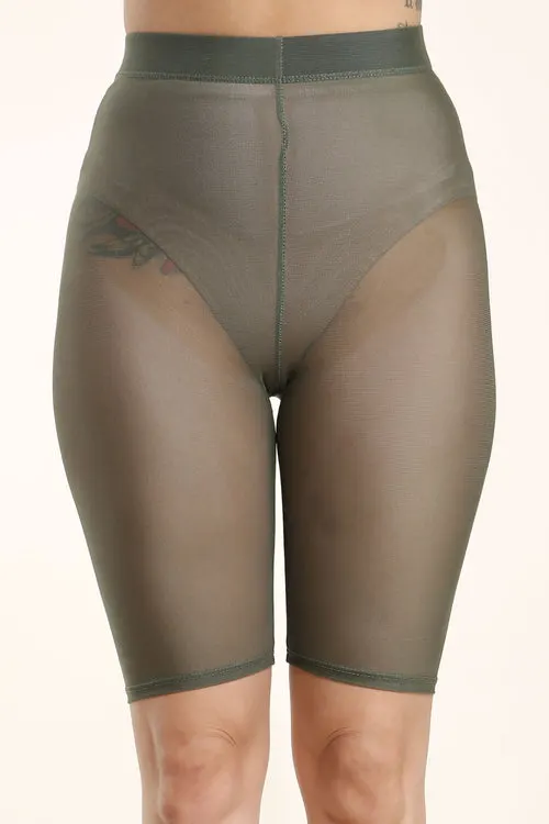 Fefe Olive Mesh biker shorts