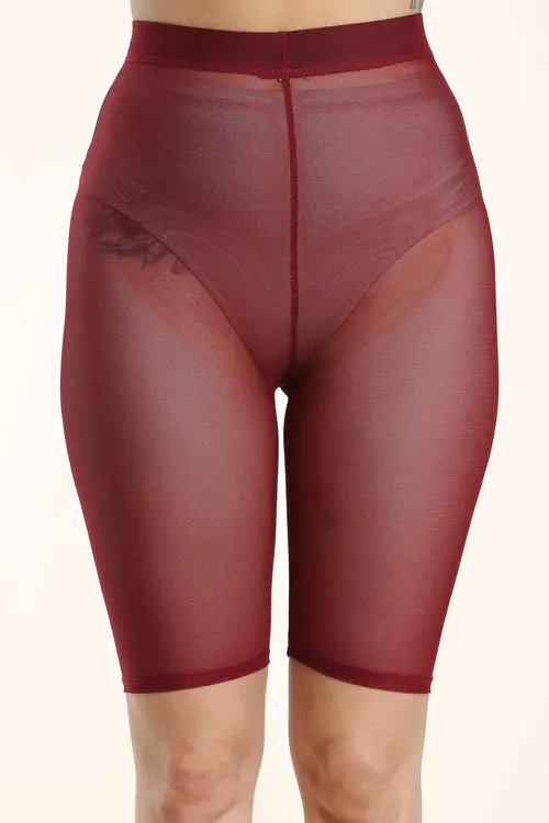 Fefe Burgundy Mesh biker shorts