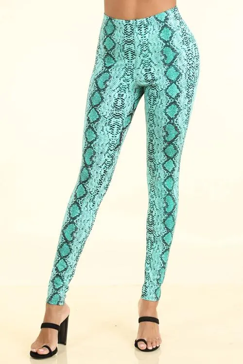 Snake Print Blue Leggings