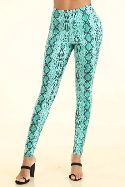 Snake Print Blue Leggings