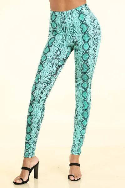Snake Print Blue Leggings