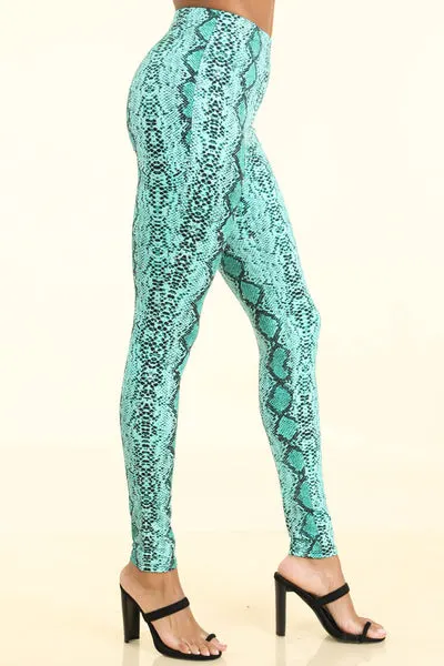 Snake Print Blue Leggings