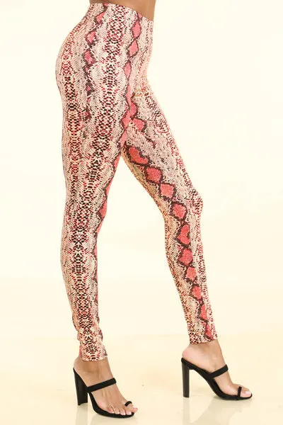 Snake Print Coral Leggings