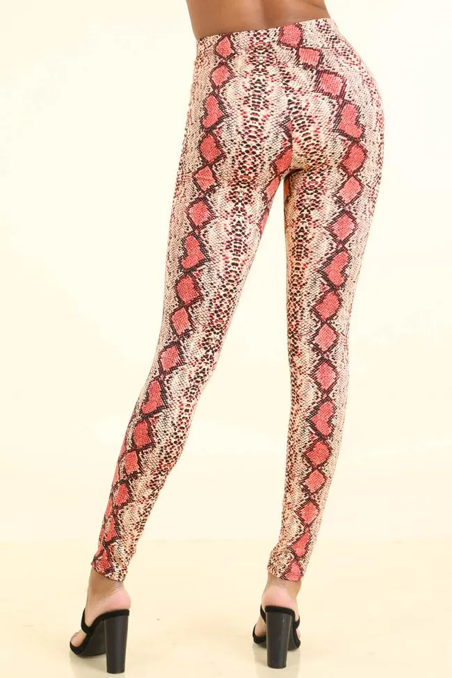 Snake Print Coral Leggings