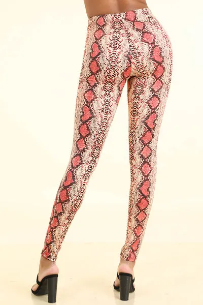 Snake Print Coral Leggings
