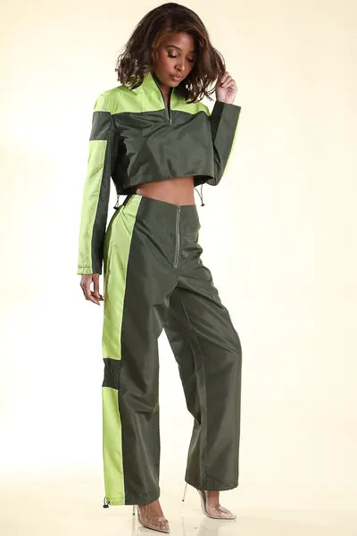 No Steez Olive Windbreaker set