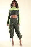 No Steez Olive Windbreaker set