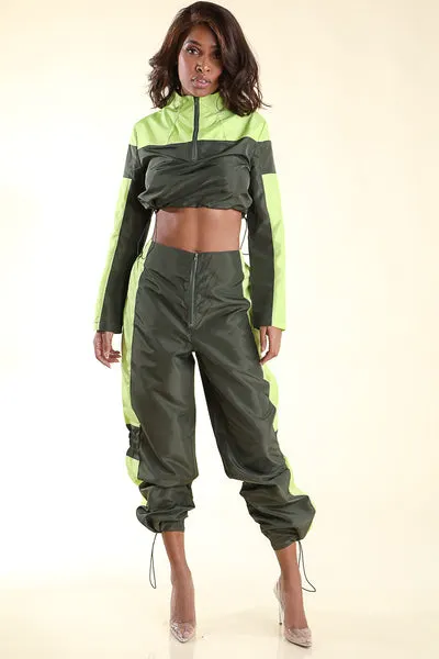 No Steez Olive Windbreaker set