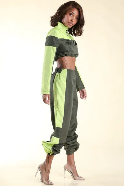 No Steez Olive Windbreaker set