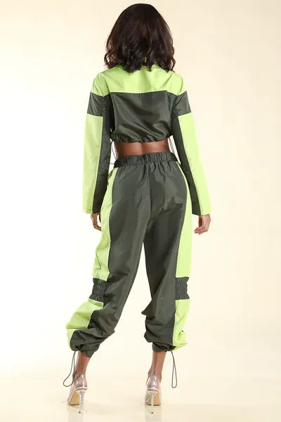 No Steez Olive Windbreaker set