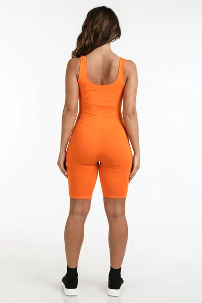 Logo Tank Romper Orange - Alvy Luxe