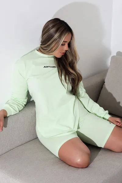 Round Hem LS top and Biker shorts Set
