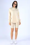 Round Hem LS top and Biker shorts Set