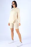 Round Hem LS top and Biker shorts Set