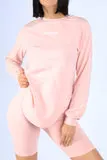 Round Hem LS top and Biker shorts Set