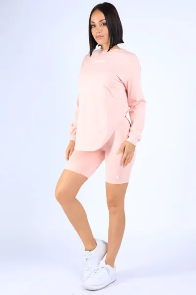 Round Hem LS top and Biker shorts Set