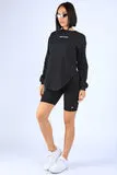 Round Hem LS top and Biker shorts Set