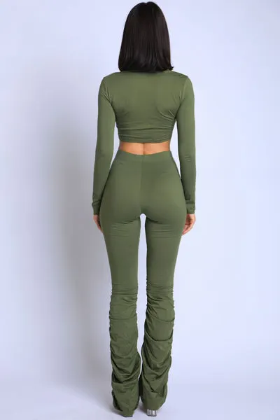 Ruched Sham Olive pants set