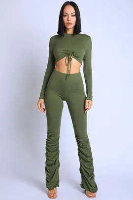 Ruched Sham Olive pants set