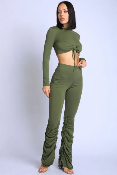 Ruched Sham Olive pants set