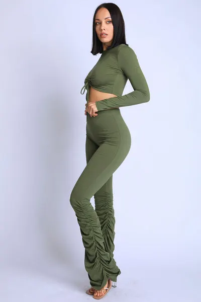 Ruched Sham Olive pants set