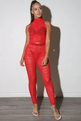 Sheer Scrunch Red Set