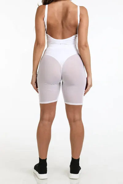 Logo Mesh Biker Shorts White - Alvy Luxe