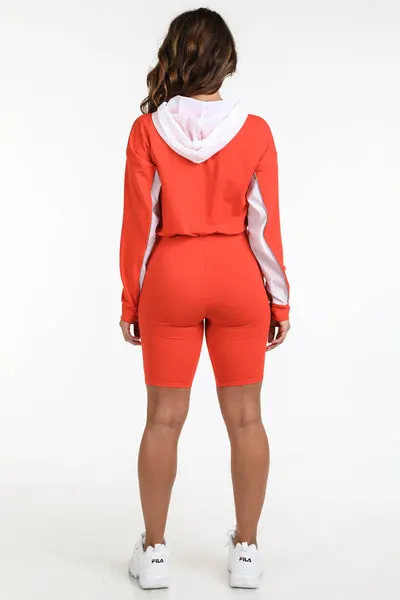 Max orange hooded romper - Alvy Luxe